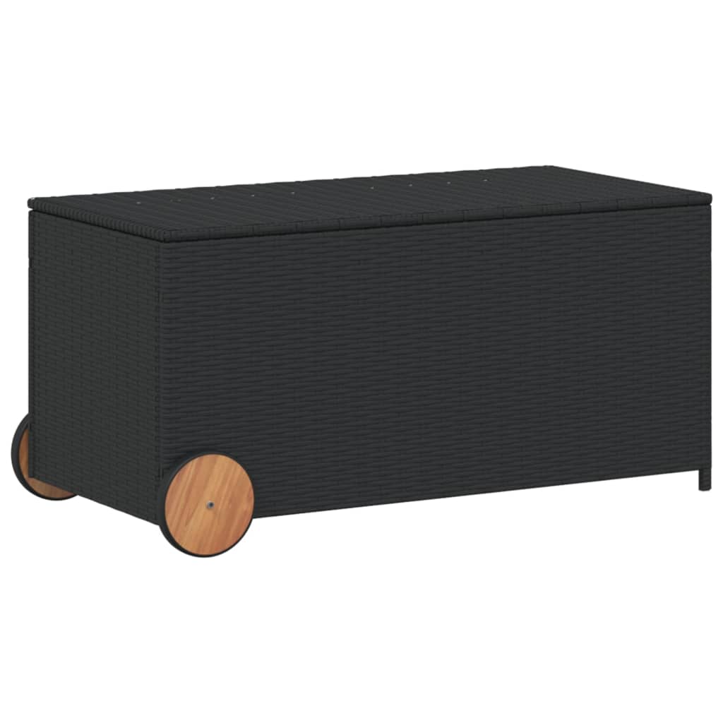 Putekasse med hjul svart 190L cm polyrotting