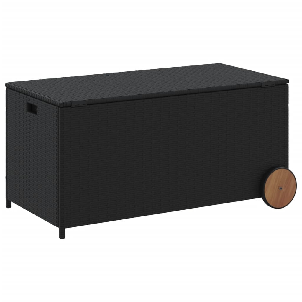 Putekasse med hjul svart 190L cm polyrotting