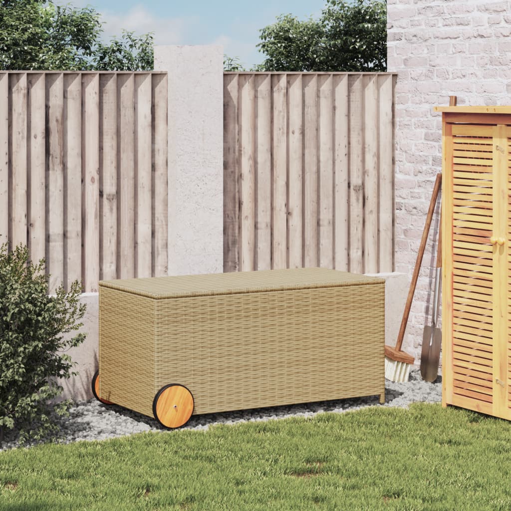 Putekasse med hjul blandet beige 190L cm polyrotting