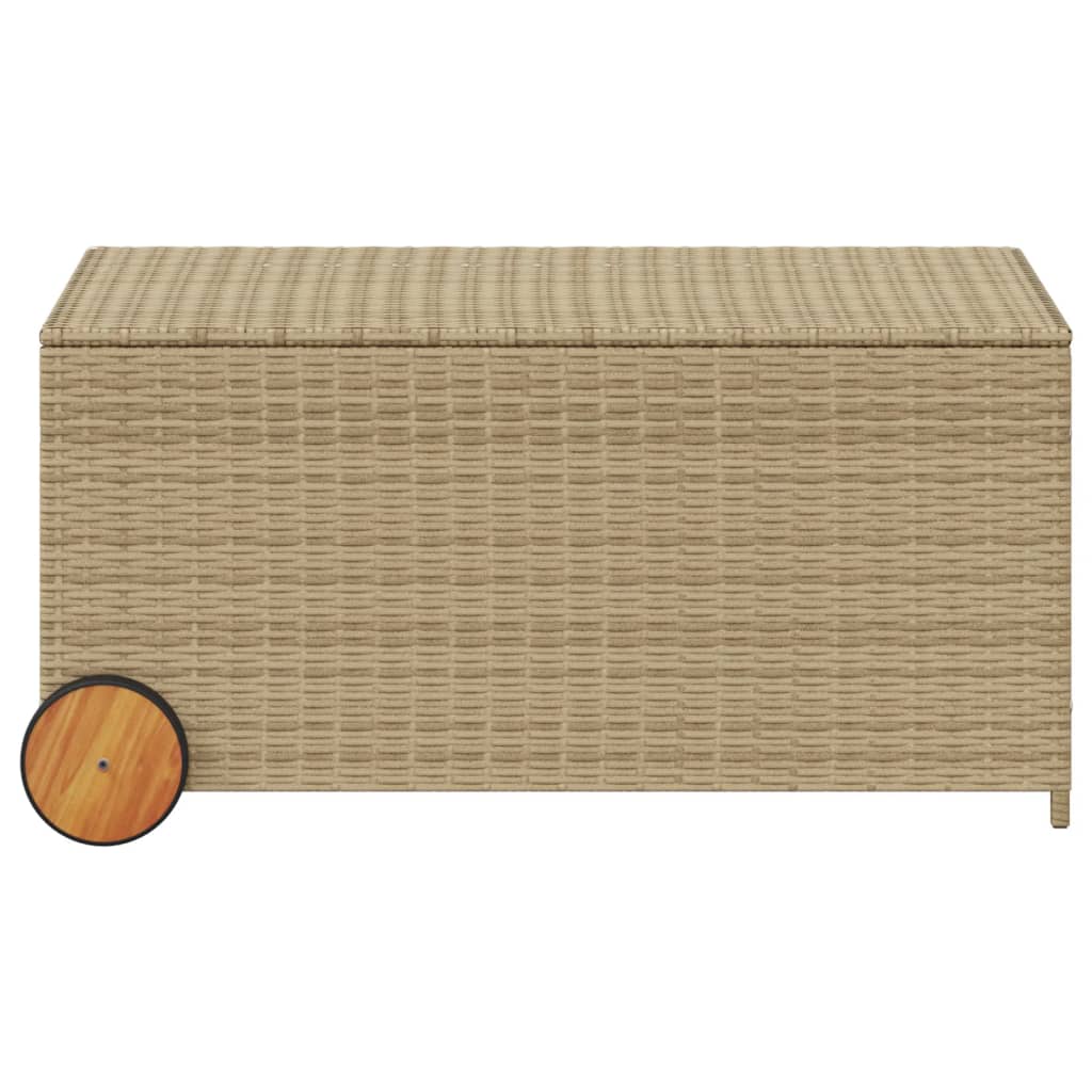 Putekasse med hjul blandet beige 190L cm polyrotting