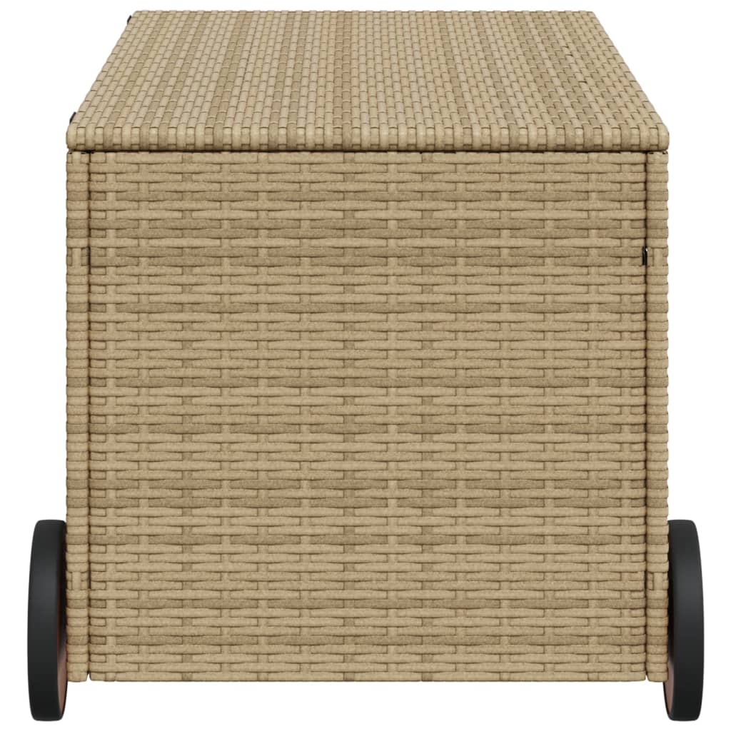 Putekasse med hjul blandet beige 190L cm polyrotting