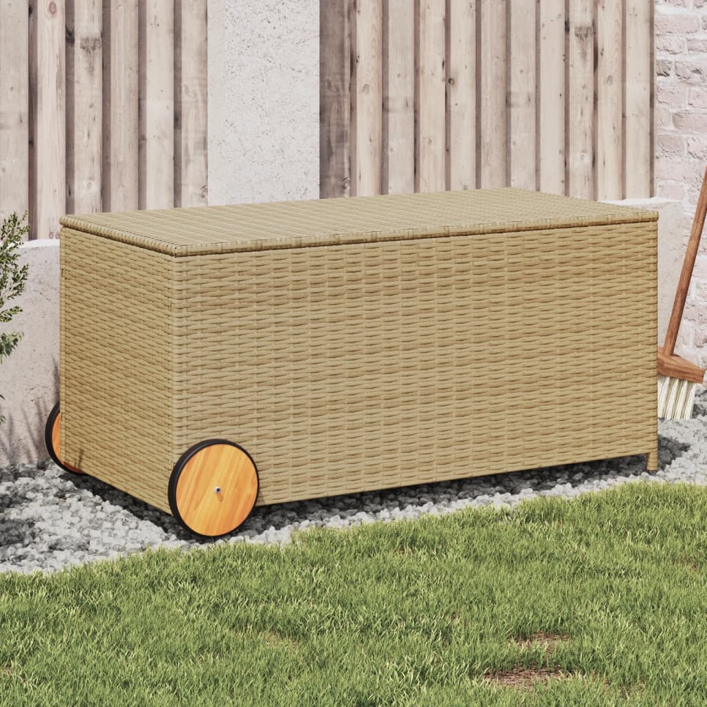 Putekasse med hjul blandet beige 190L cm polyrotting