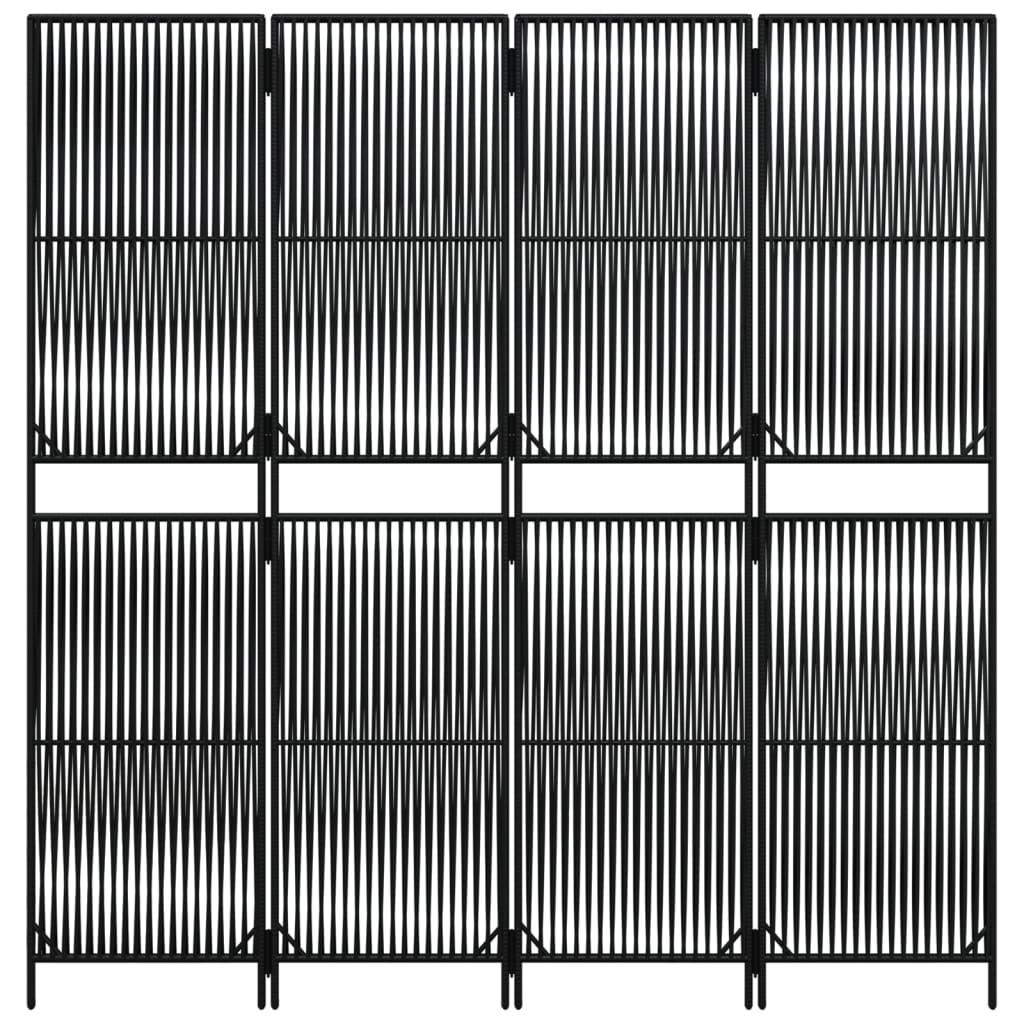 Romdeler 4 paneler svart polyrotting