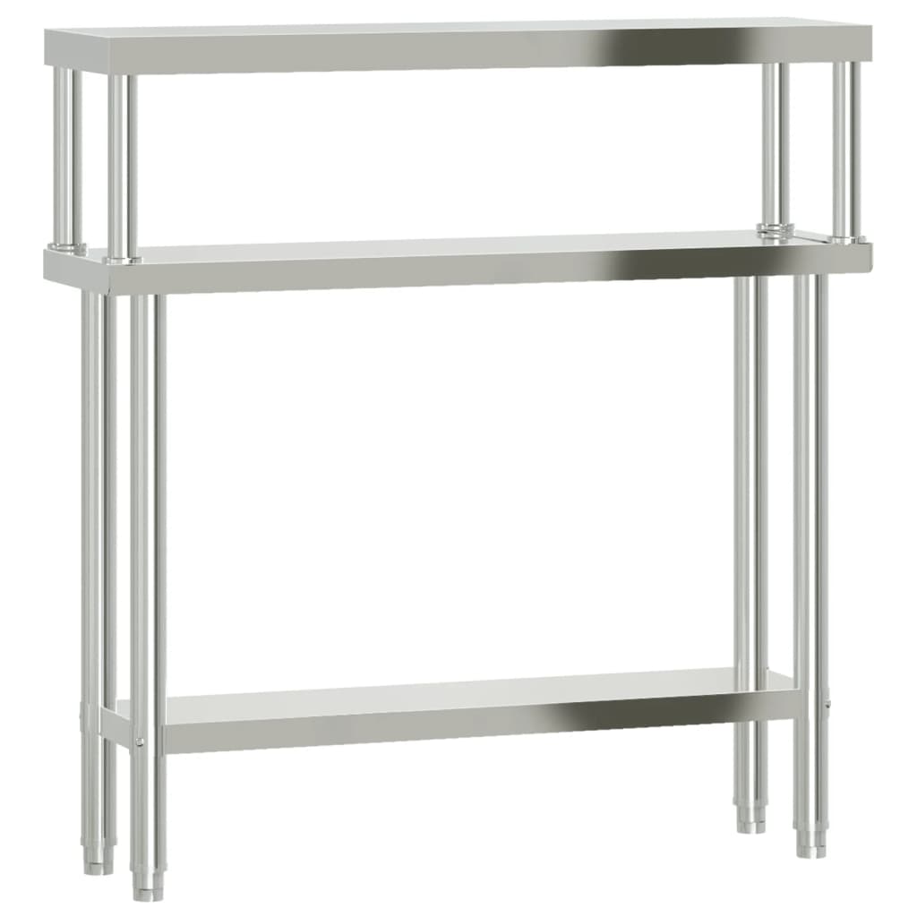 Kjøkkenbenk med overhylle 110x30x120 cm rustfritt stål