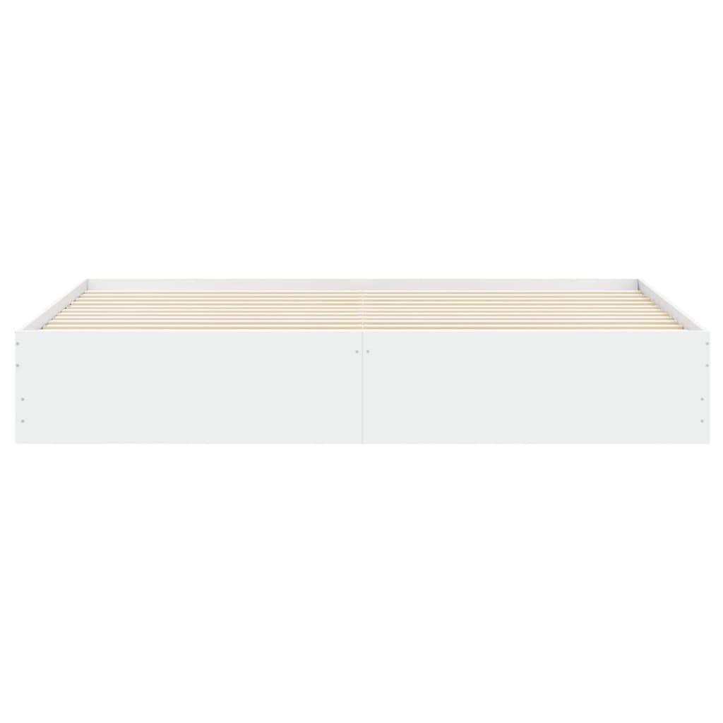 Sengeramme med skuffer hvit 200x200 cm konstruert tre