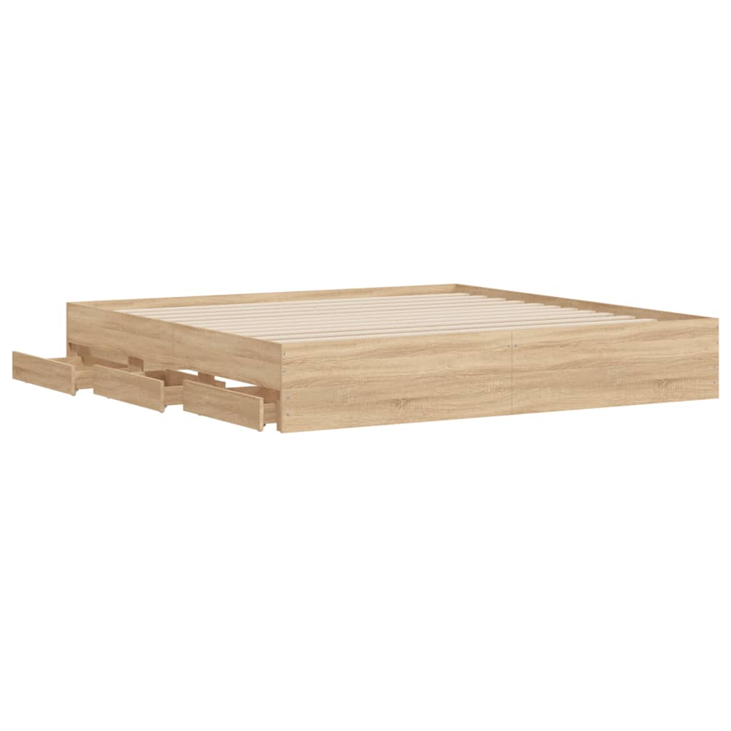 Sengeramme med skuffer sonoma eik 180x200 cm konstruert tre