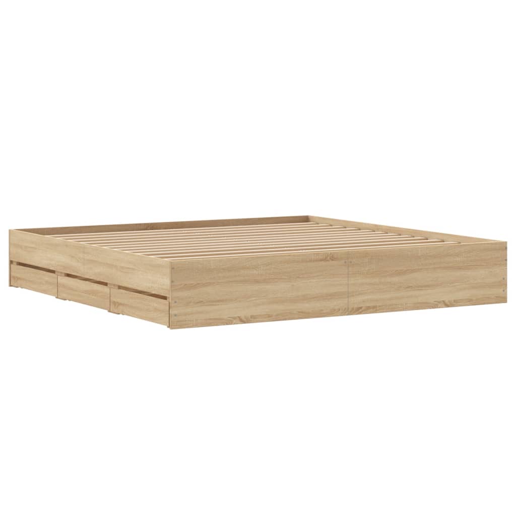 Sengeramme med skuffer sonoma eik 180x200 cm konstruert tre