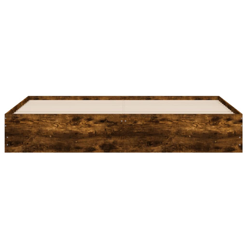 Sengeramme med skuffer røkt eik 180x200 cm konstruert tre