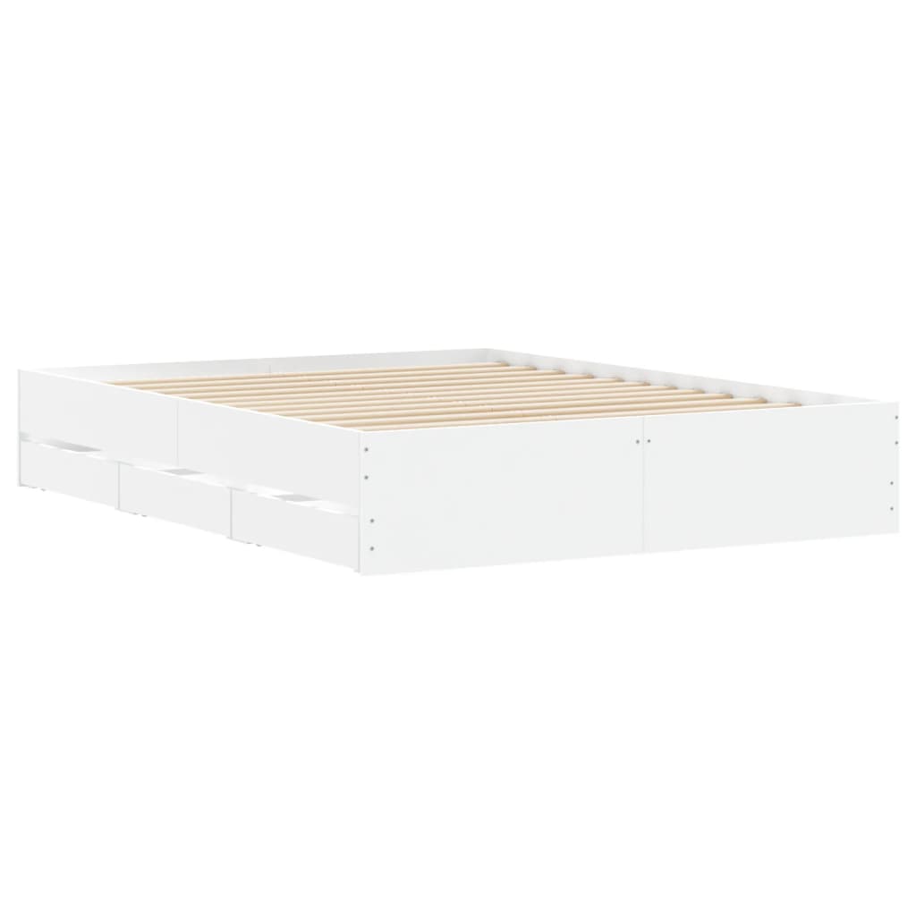 Sengeramme høyglans hvit 150x200 cm konstruert tre