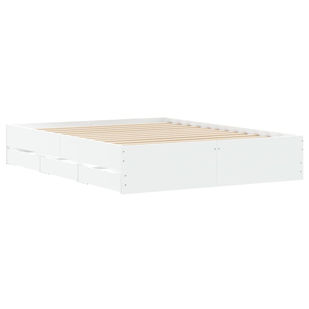 Sengeramme høyglans hvit 140x200 cm konstruert tre