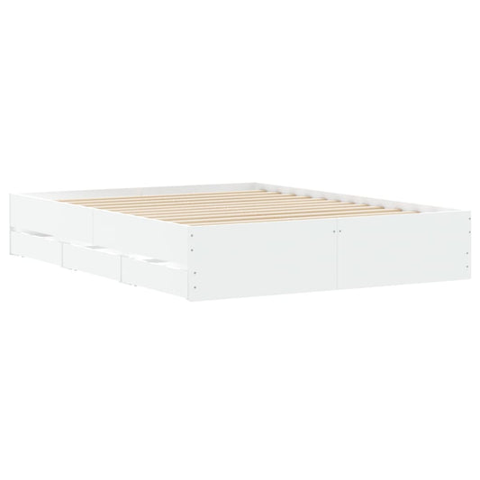Sengeramme høyglans hvit 140x200 cm konstruert tre