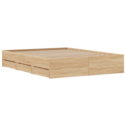 Sengeramme med skuffer sonoma eik 140x200 cm konstruert tre