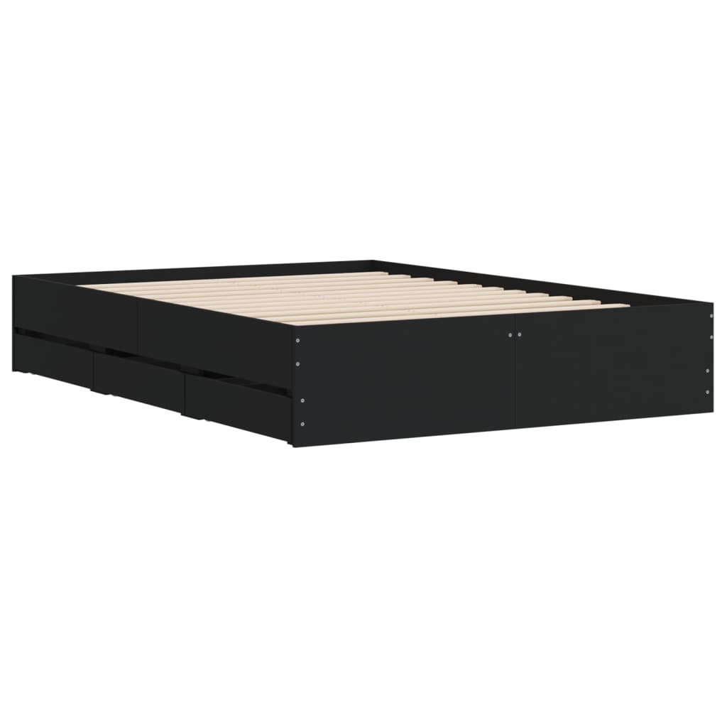 Sengeramme med skuffer svart 120x200 cm konstruert tre