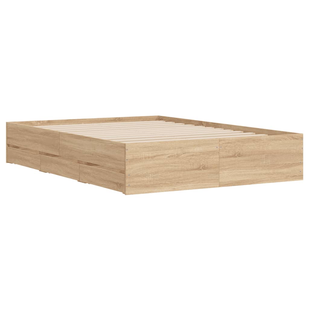 Sengeramme med skuffer sonoma eik 120x200 cm konstruert tre