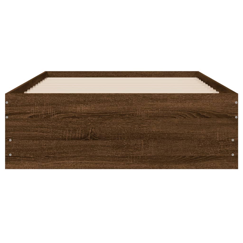 Sengeramme med skuffer brun eik 100x200 cm konstruert tre