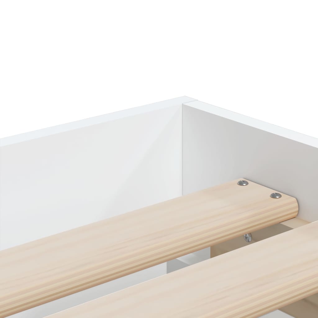 Sengeramme med skuffer hvit 90x200 cm konstruert tre