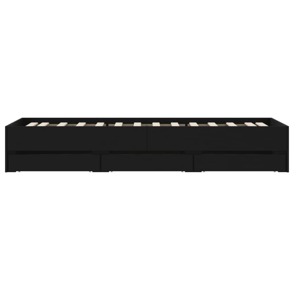 Sengeramme med skuffer svart 90x200 cm konstruert tre