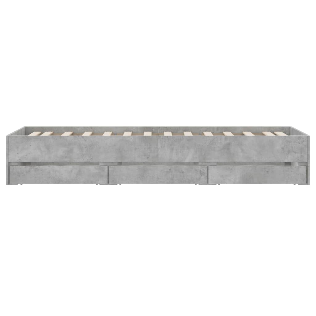 Sengeramme med skuffer betonggrå 90x200 cm konstruert tre