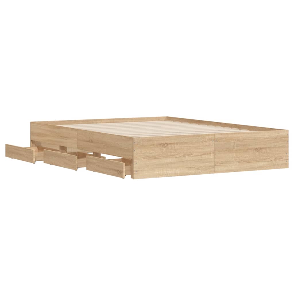 Sengeramme med skuffer sonoma eik 140x190 cm konstruert tre