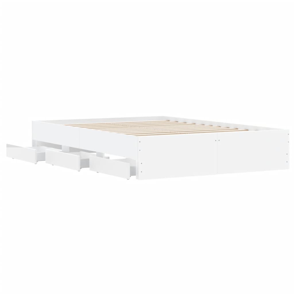 Sengeramme med skuffer hvit 120x190 cm konstruert tre