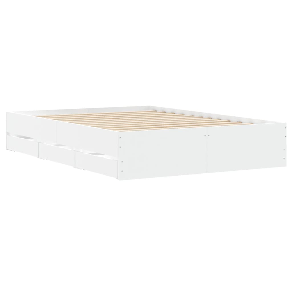 Sengeramme med skuffer hvit 120x190 cm konstruert tre