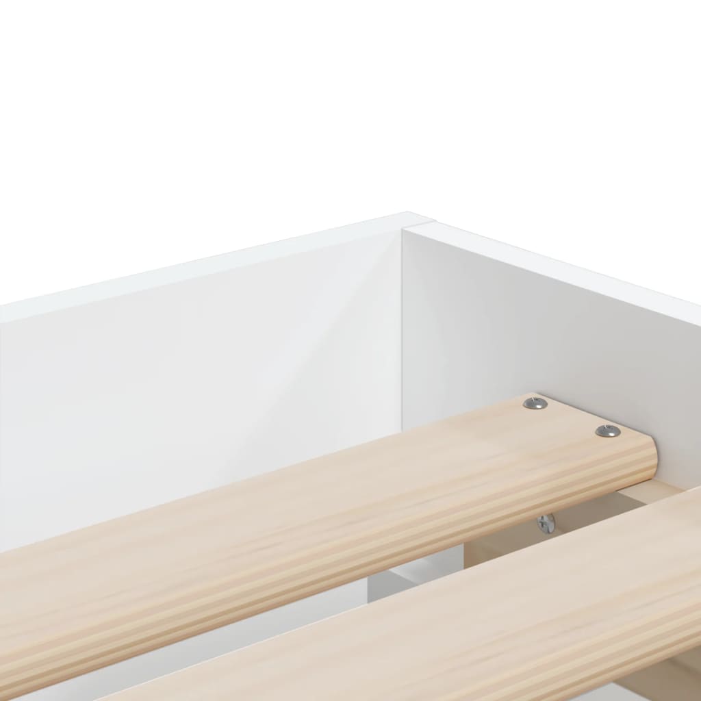 Sengeramme med skuffer hvit 90x190 cm konstruert tre