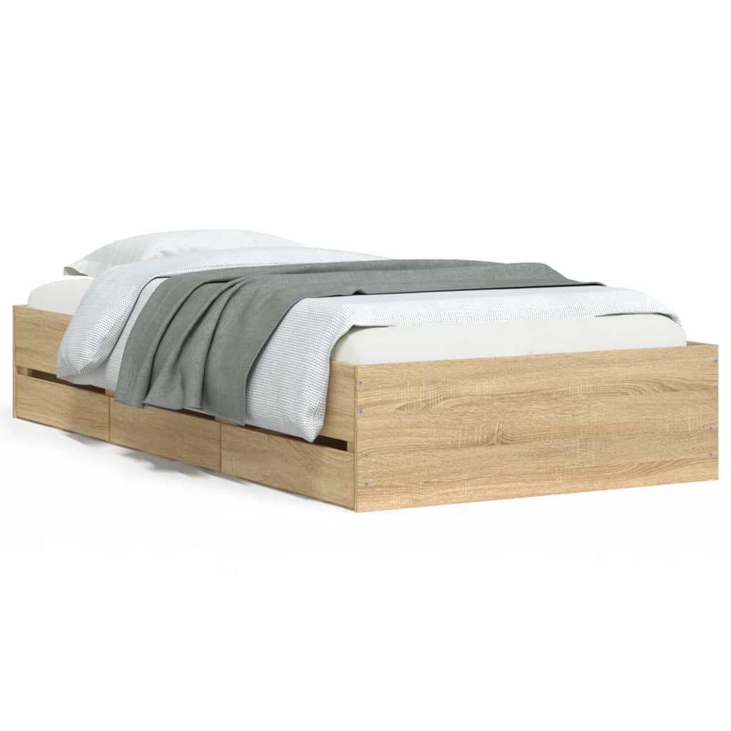 Sengeramme med skuffer sonoma eik 90x190 cm konstruert tre