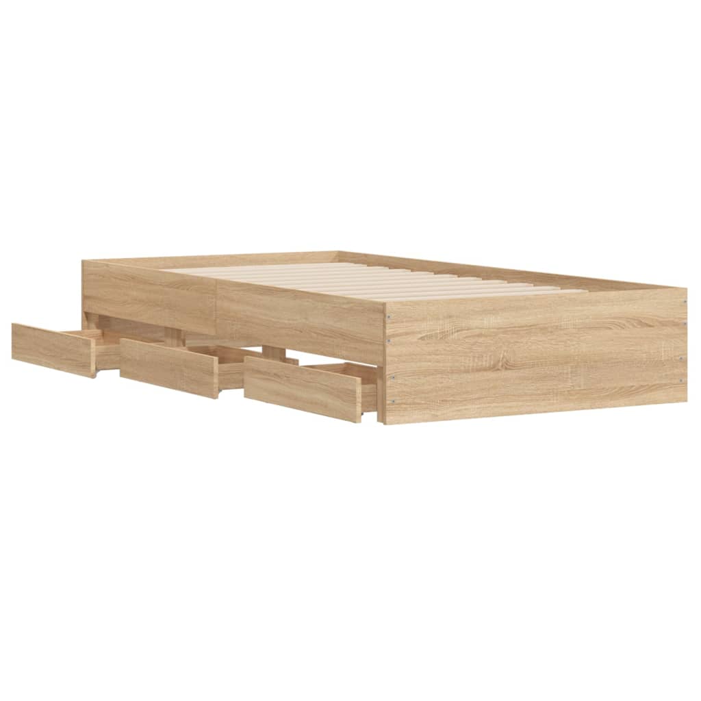 Sengeramme med skuffer sonoma eik 90x190 cm konstruert tre