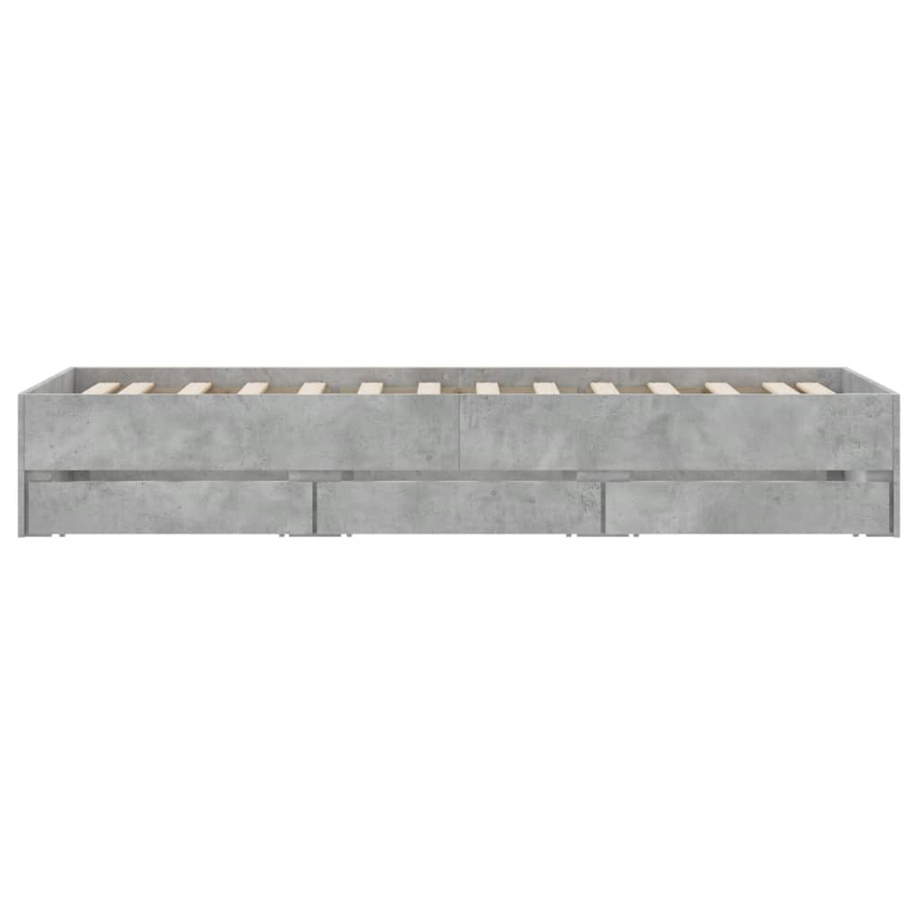 Sengeramme med skuffer betonggrå 75x190 cm konstruert tre