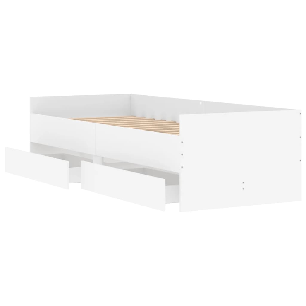 Sengeramme med skuffer hvit 100x200 cm