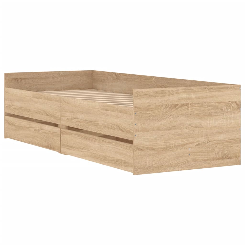 Sengeramme med skuffer sonoma eik 75x190 cm