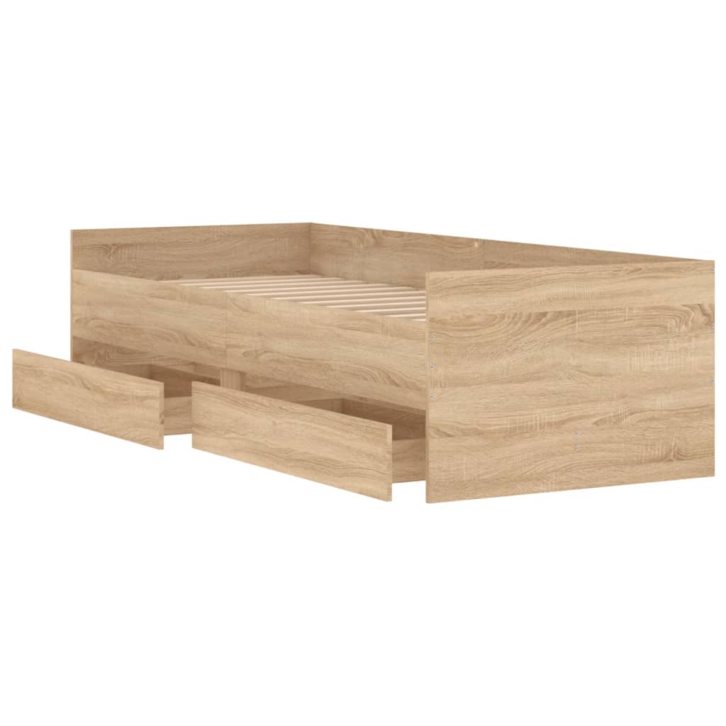 Sengeramme med skuffer sonoma eik 75x190 cm