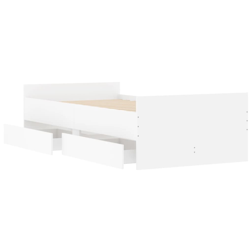 Sengeramme med skuffer hvit 100x200 cm vidaXL