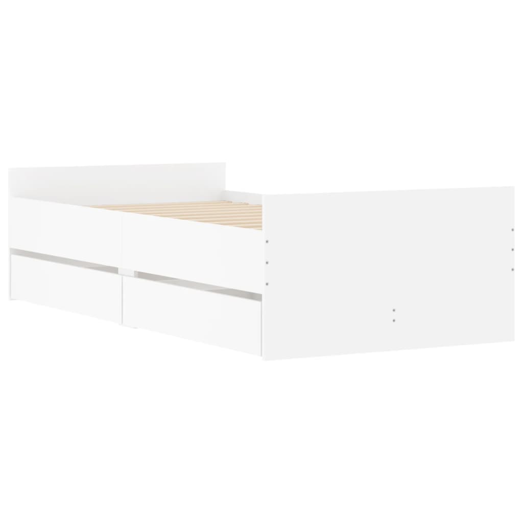 Sengeramme med skuffer hvit 90x190 cm