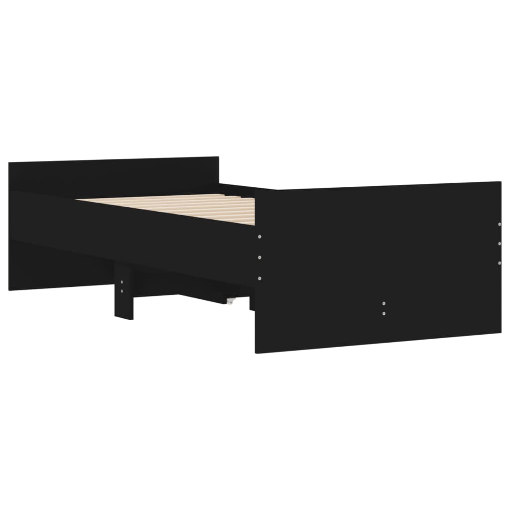 Sengeramme med skuffer svart 75x190 cm