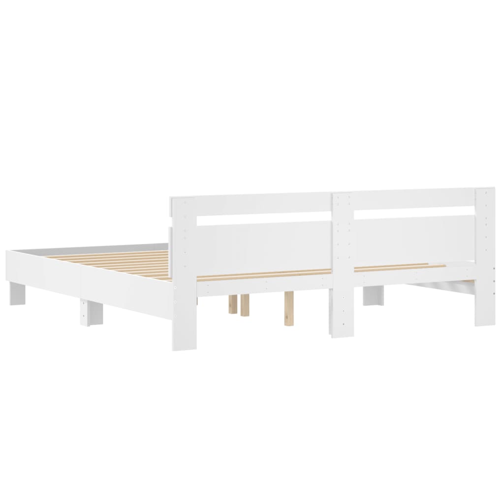 Sengeramme med hodegavl hvit 200x200 cm konstruert tre