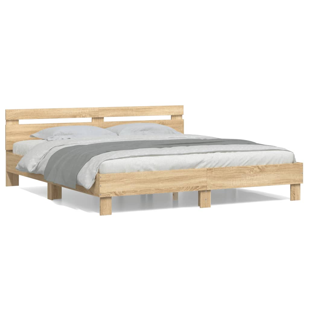 Sengeramme med hodegavl sonoma eik 200x200 cm konstruert tre