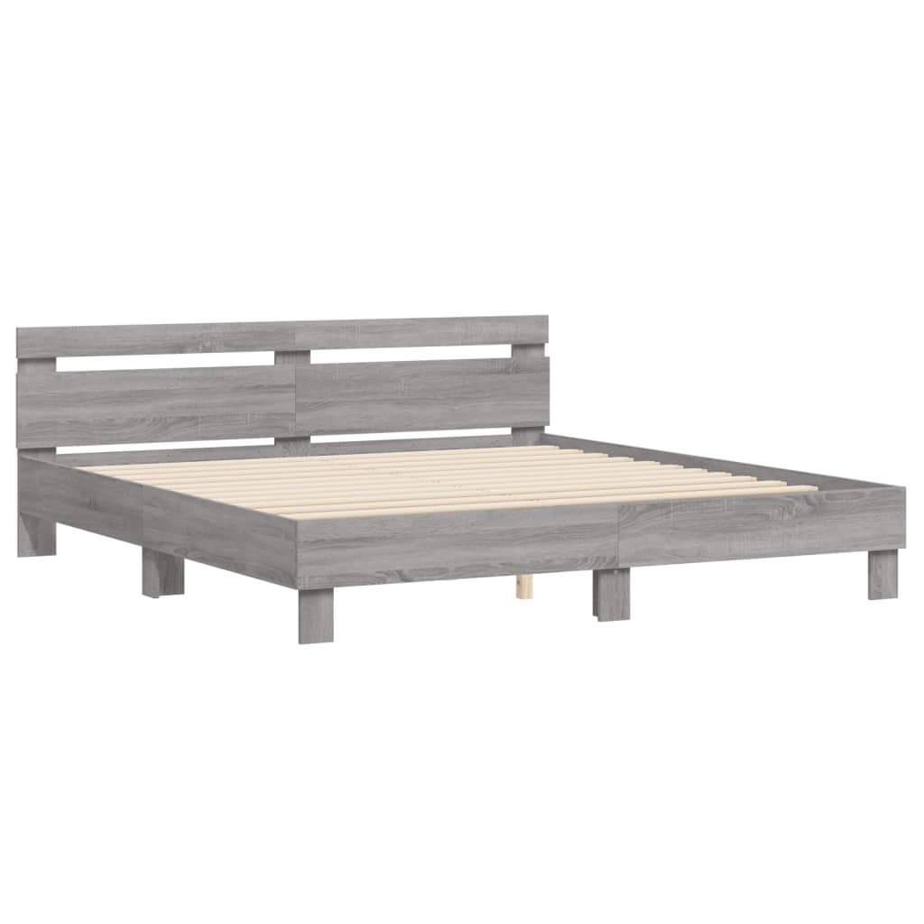 Sengeramme med hodegavl grå sonoma 200x200 cm konstruert tre