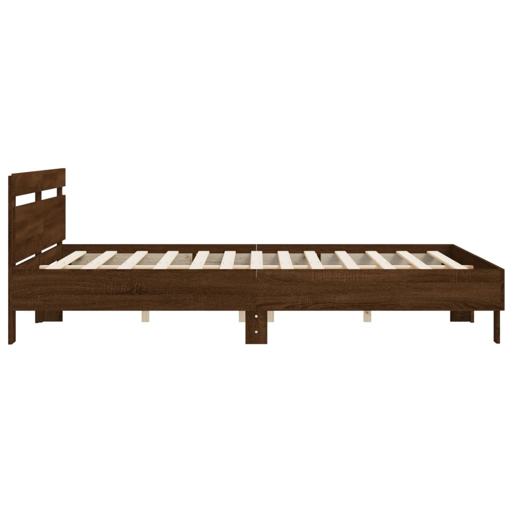 Sengeramme med hodegavl brun eik 200x200 cm konstruert tre