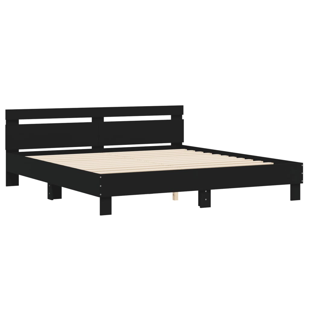 Sengeramme med hodegavl svart 180x200 cm konstruert tre