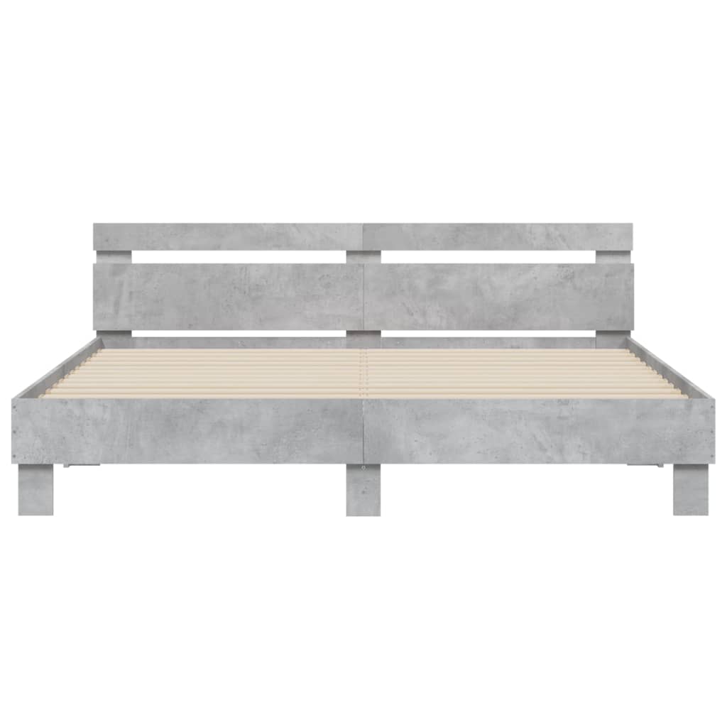 Sengeramme med hodegavl betonggrå 180x200 cm konstruert tre