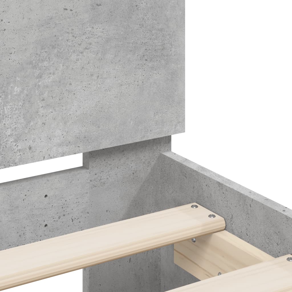 Sengeramme med hodegavl betonggrå 180x200 cm konstruert tre