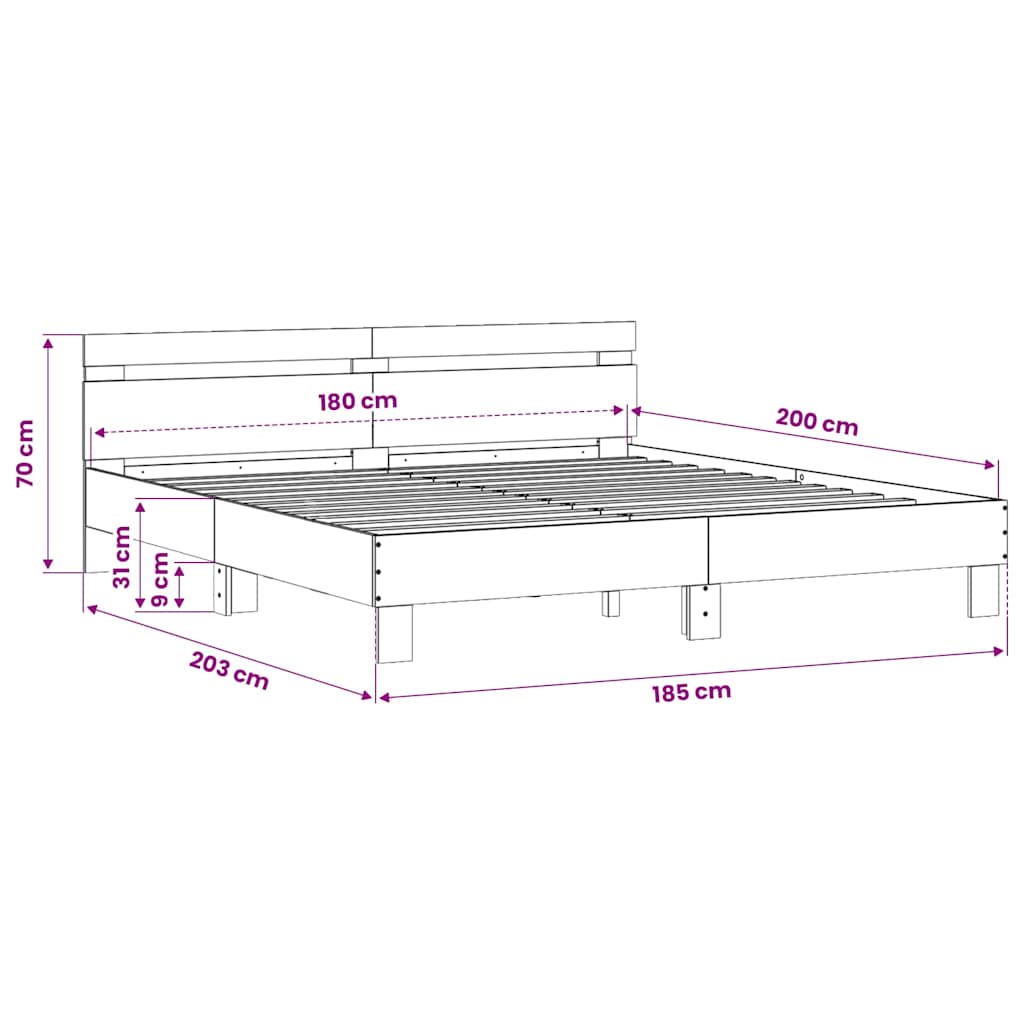 Sengeramme med hodegavl røkt eik 180x200 cm konstruert tre