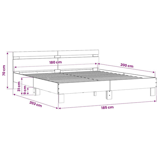Sengeramme med hodegavl røkt eik 180x200 cm konstruert tre