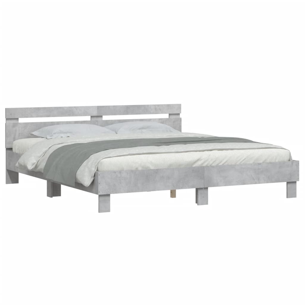 Sengeramme med hodegavl betonggrå 160x200 cm konstruert tre