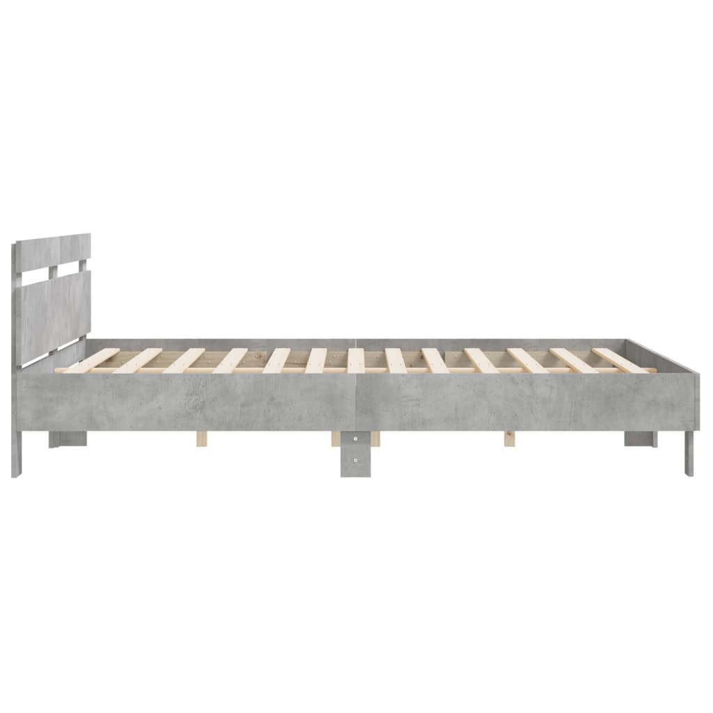 Sengeramme med hodegavl betonggrå 160x200 cm konstruert tre