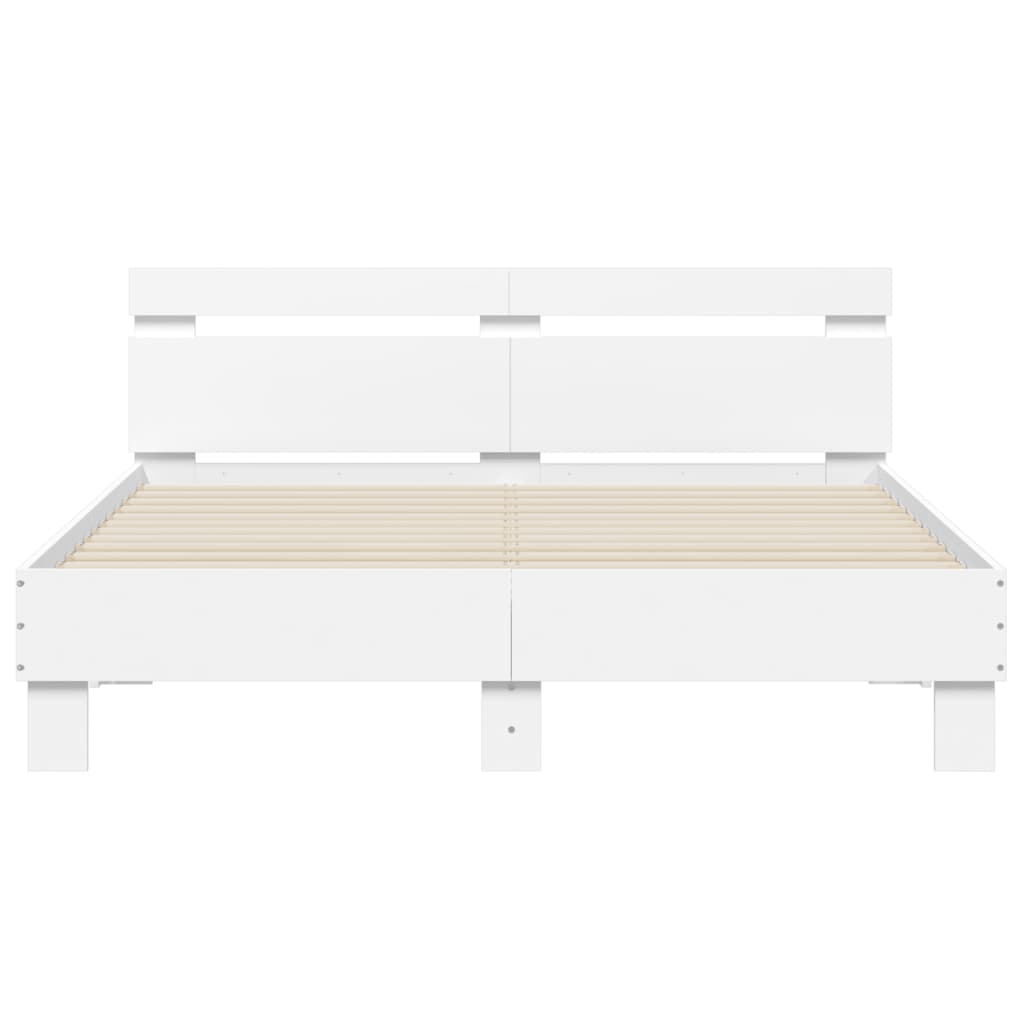 Sengeramme med hodegavl hvit 150x200 cm konstruert tre
