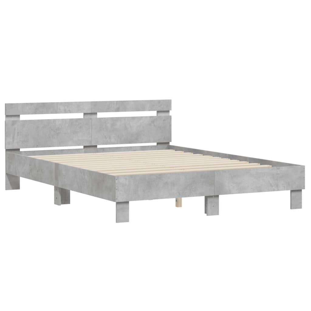 Sengeramme med hodegavl betonggrå 150x200 cm konstruert tre