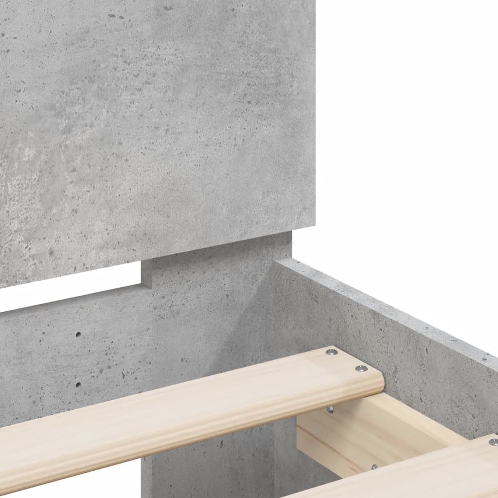 Sengeramme med hodegavl betonggrå 150x200 cm konstruert tre