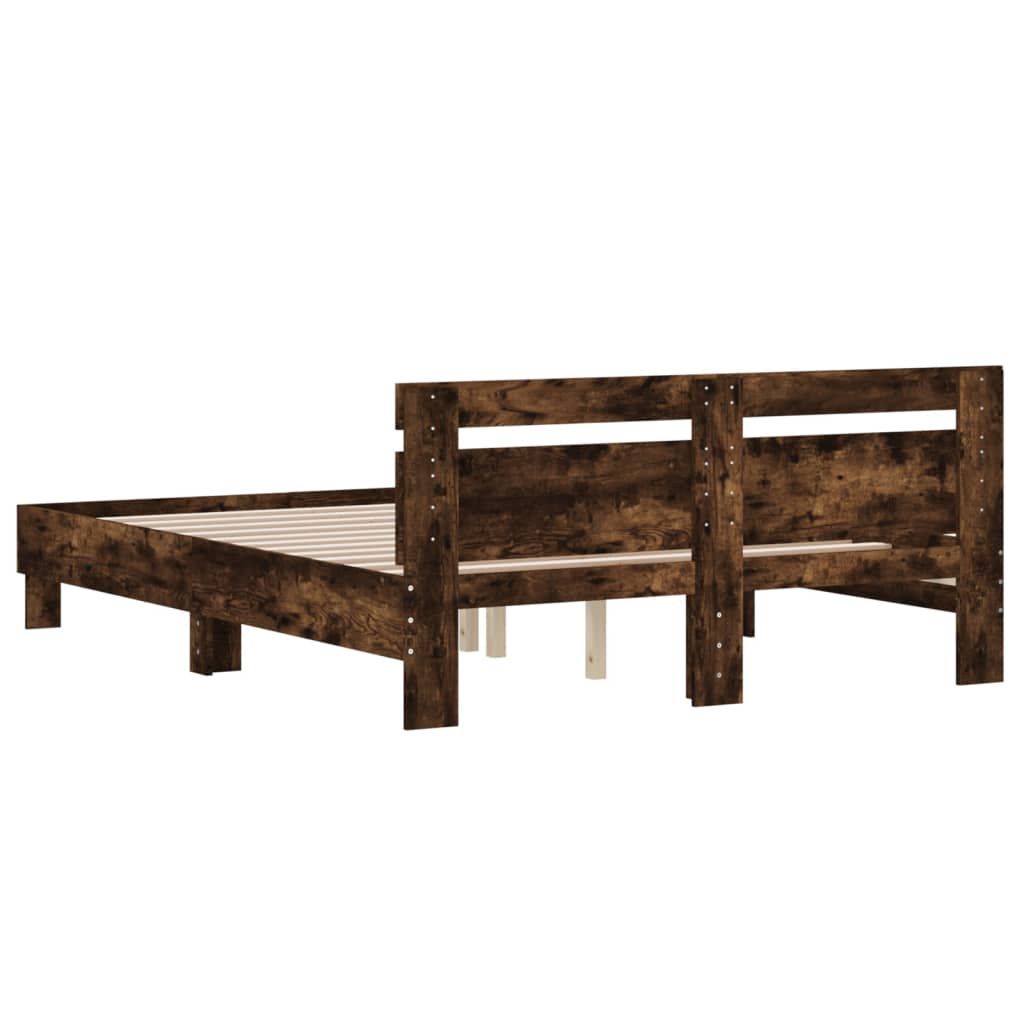 Sengeramme med hodegavl røkt eik 150x200 cm konstruert tre